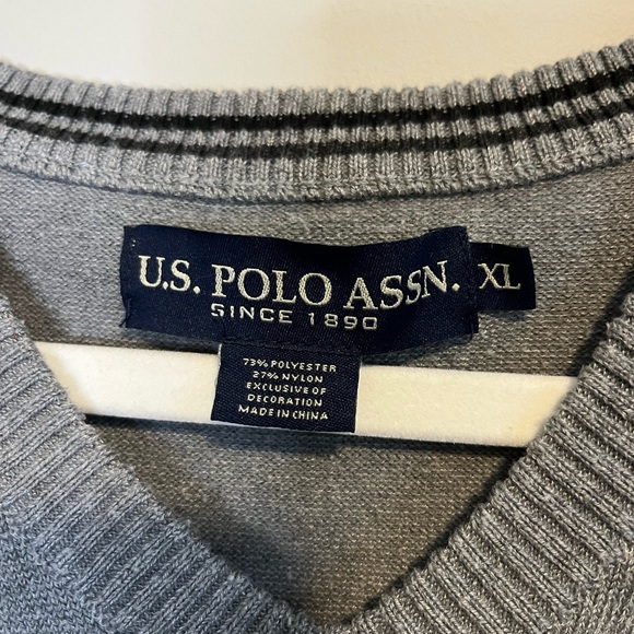 U.S. Polo Assn. Men's Grey V-Neck Sweater - Picture 2 of 3
